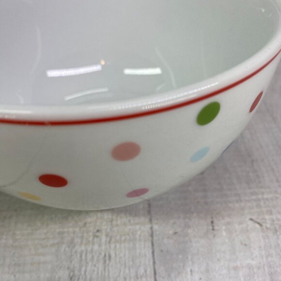 Home Target CHELSEA PARK Multicolor Polka Dots Red Trim Porcelain Bowls Set 2 - Picture 12 of 14